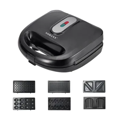 Мультипекар SOKANY SK-908 на 6 пластин з антипригарним покриттям, чорний