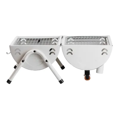 Вугільний гриль двосторонній портативний з решіткою, білий