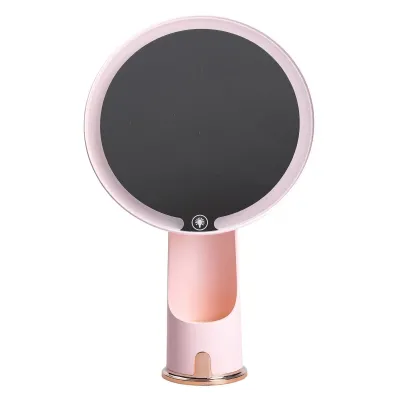 Косметическое зеркало с LED-подсветкой и органайзером 18,5 см, розовый