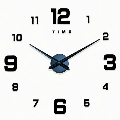 Часы 3-D настенные 10 см безкаркасные, черный