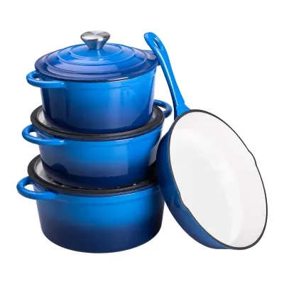 Набір посуду для приготування чавунний 2/3/4/1 л, синій Набір посуду для приготування чавунний 2/3/4/1 л, синій