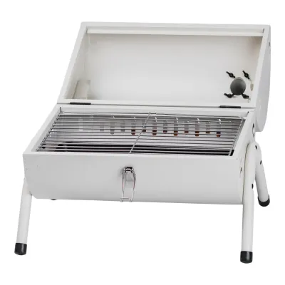 Вугільний гриль двосторонній портативний з решіткою, білий