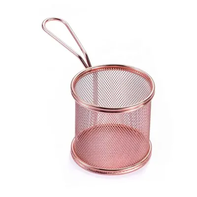 Кошик сервірувальний для фрі та снеків 9х9 см з гальванічним покриттям, рожеве золото