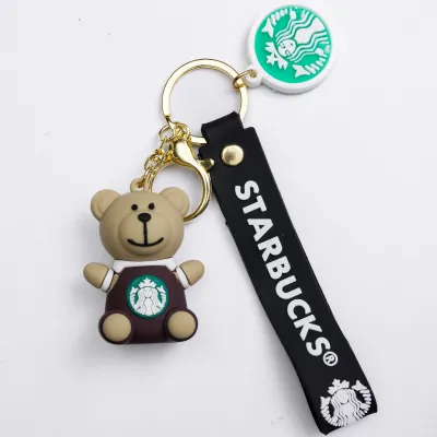 Брелок для ключей Мишка Старбакс 3,5*4,5 см, коричневый