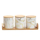 Набор банок для сыпучих продуктов 3 штуки по 650 мл на бамбуковой подставке
