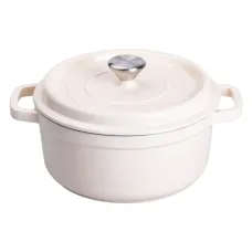 Кокотница чугунная с эмалированным покрытием 3 л, бежевый