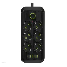 Сетевой фильтр-удлинитель SMART 6 розеток 5 USB 5 метров, черный