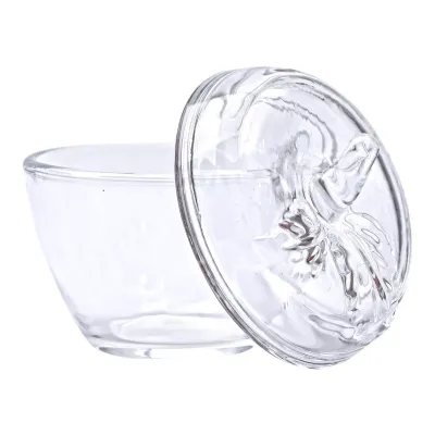 Конфетница в форме яблока стеклянная с крышкой Конфетница в форме яблока стеклянная с крышкой