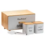 Набір для зберігання продуктів Haus Roland 4 штуки з бамбука, білий Набір для зберігання продуктів Haus Roland 4 штуки з бамбука, білий