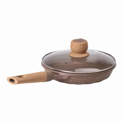 Сковорода з антипригарним мармуровим покриттям та кришкою 22 см, бежевий Сковорода з антипригарним мармуровим покриттям та кришкою 22 см, бежевий