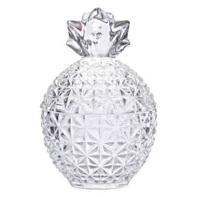 Конфетница стеклянная Ананас из хрустального стекла с крышкой