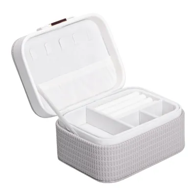 Шкатулка-органайзер для украшений 15,5х11,5х8,5 см из экокожи, серый Шкатулка-органайзер для украшений 15,5х11,5х8,5 см из экокожи, серый