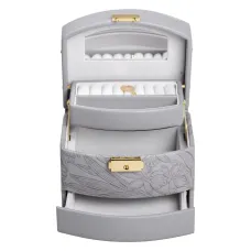 Кейс-шкатулка для украшений с замком 15,5х11,5х11,5 см из экокожи, серый