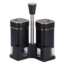 Набор для специй 2 штуки по 120 мл на подставке, черный