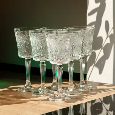 Набір келихів для вина 6 штук по 295 мл на ніжці під кришталь, прозорий Набір келихів для вина 6 штук по 295 мл на ніжці під кришталь, прозорий