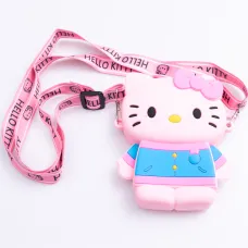 Детская сумочка Hello Kitty силиконовая на молнии 13*10*3 см, розовый
