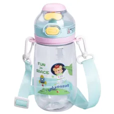  Детская бутылка для напитков 550 мл с ремешком, зеленый