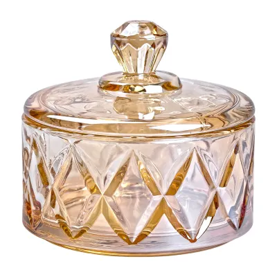 Конфетниця з кришкою скляна під кришталь, коричневий