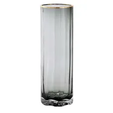 Ваза для цветов Sandera стеклянная 29.5 см, прозрачный с золотым ободком
