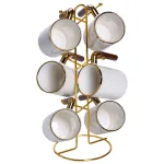 Набор чашек фарфоровых 6 шт по 400 мл на металлической подставке, белый