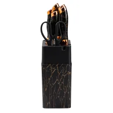 Набор кухонных ножей на подставке с точилом Kitchen Knives 6 предметов, черный