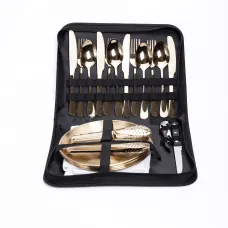 Набор посуды для пикника на 4 персоны 24 предмета, золото