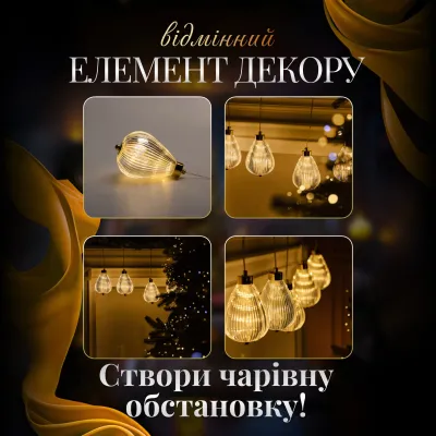 Гирлянда-штора Воздушный шар 3 метра 6 фигур, теплый белый Гирлянда-штора Воздушный шар 3 метра 6 фигур, теплый белый