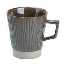 Чашка фарфоровая в ретро стиле с древесным узором 300 мл, графит