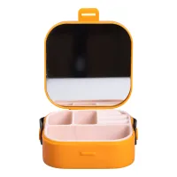 Міні-скринька для прикрас Mini Box з дзеркалом 9х9х3,8 см пластикова, помаранчевий