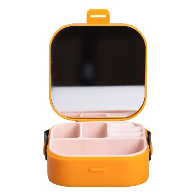 Міні-скринька для прикрас Mini Box з дзеркалом 9х9х3,8 см пластикова, помаранчевий