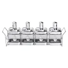 Набор банок для сыпучих продуктов 4 штуки с ложкой на подставке, хром