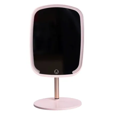 Косметическое зеркало с LED-подсветкой и сенсорным управлением, розовый