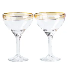 Набор бокалов для коктейлей фигурных на высокой ножке 2 штуки по 290 мл, желтый