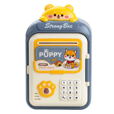 Копилка-сейф детская Puppy с кодовым замком и отпечатком пальца, темно-синий