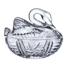 Сахарница стеклянная в форме лебедя с крышкой 14*9*11 см