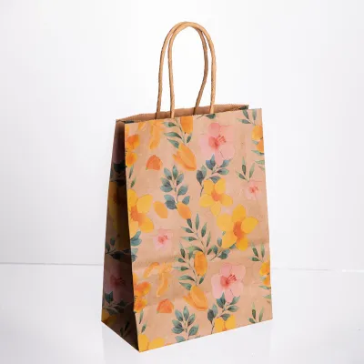 Подарочный пакет 15*8*21 см крафтовый 12 штук в упаковке, желтый