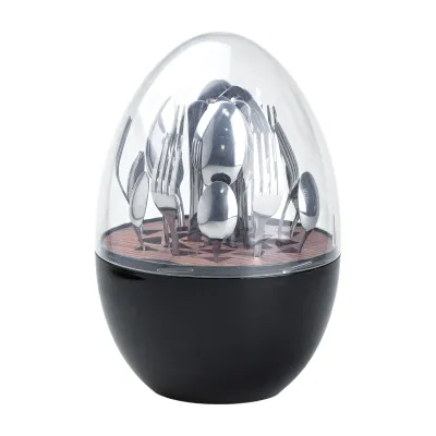 Набор столовых приборов из нержавеющей стали 24 штуки хромированных, черный Набор столовых приборов из нержавеющей стали 24 штуки хромированных, черный