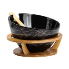 Салатница фарфоровая с ложкой и вилкой на подставке 25 cм