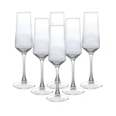 Набор бокалов для шампанского и игристых вин 6 штук по 250 мл, прозрачный