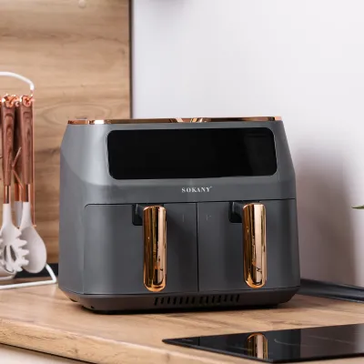 Аэрогриль-фритюрница SOKANY SK-ZG-8030 на 8 литров 2 контейнера с таймером, серый Аэрогриль-фритюрница SOKANY SK-ZG-8030 на 8 литров 2 контейнера с таймером, серый