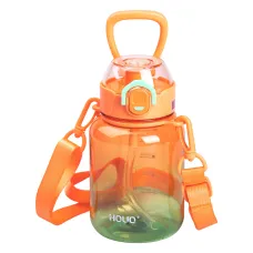 Бутылка для напитков с ремешком и трубочкой 700 мл, оранжевый