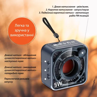 Портативная мини-колонка 5W BT/TF/USB/AUX 5 Вт, синий Портативная мини-колонка 5W BT/TF/USB/AUX 5 Вт, синий