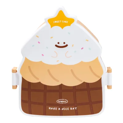 Ланч-бокс детский со столовыми приборами Cake 20*18*8 см, шоколад