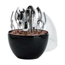 Набор столовых приборов из нержавеющей стали 24 штуки хромированных, черный