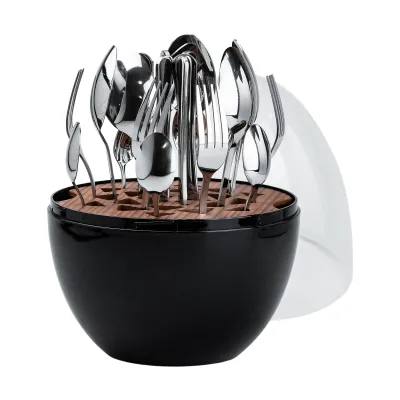 Набор столовых приборов из нержавеющей стали 24 штуки хромированных, черный