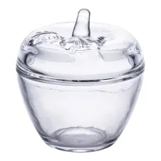 Конфетница в форме яблока стеклянная с крышкой