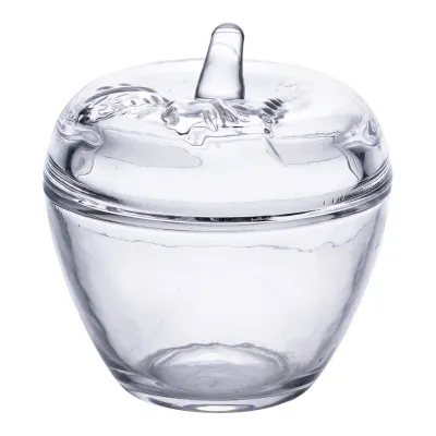 Конфетница в форме яблока стеклянная с крышкой