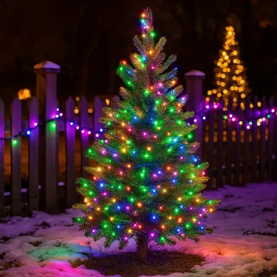 Гирлянда Нитка уличная 300 LED 30 м от сети черная нить, мультиколор