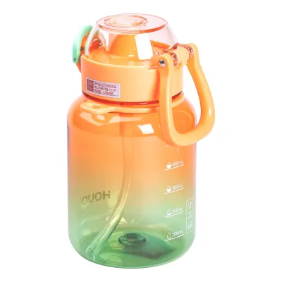 Пляшка для напоїв з ремінцем та трубочкою 700 мл, помаранчевий