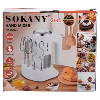 Ручной миксер 2 в 1 SOKANY SK-02025 800 Вт, белый
